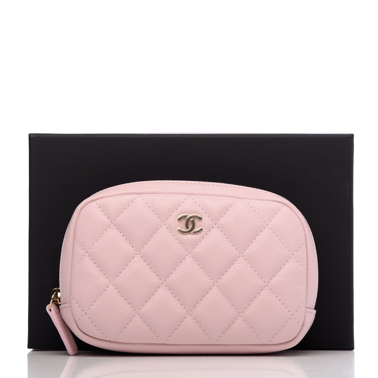 Chanel Caviar Quilted Small Curvy Pouch Cosmetic Case Light Pink 8 of 8