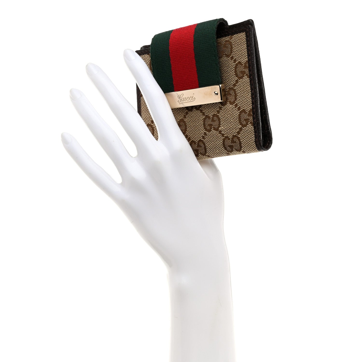 Gucci Monogram Ladies Web French Flap Wallet Dark Brown 2 of 8