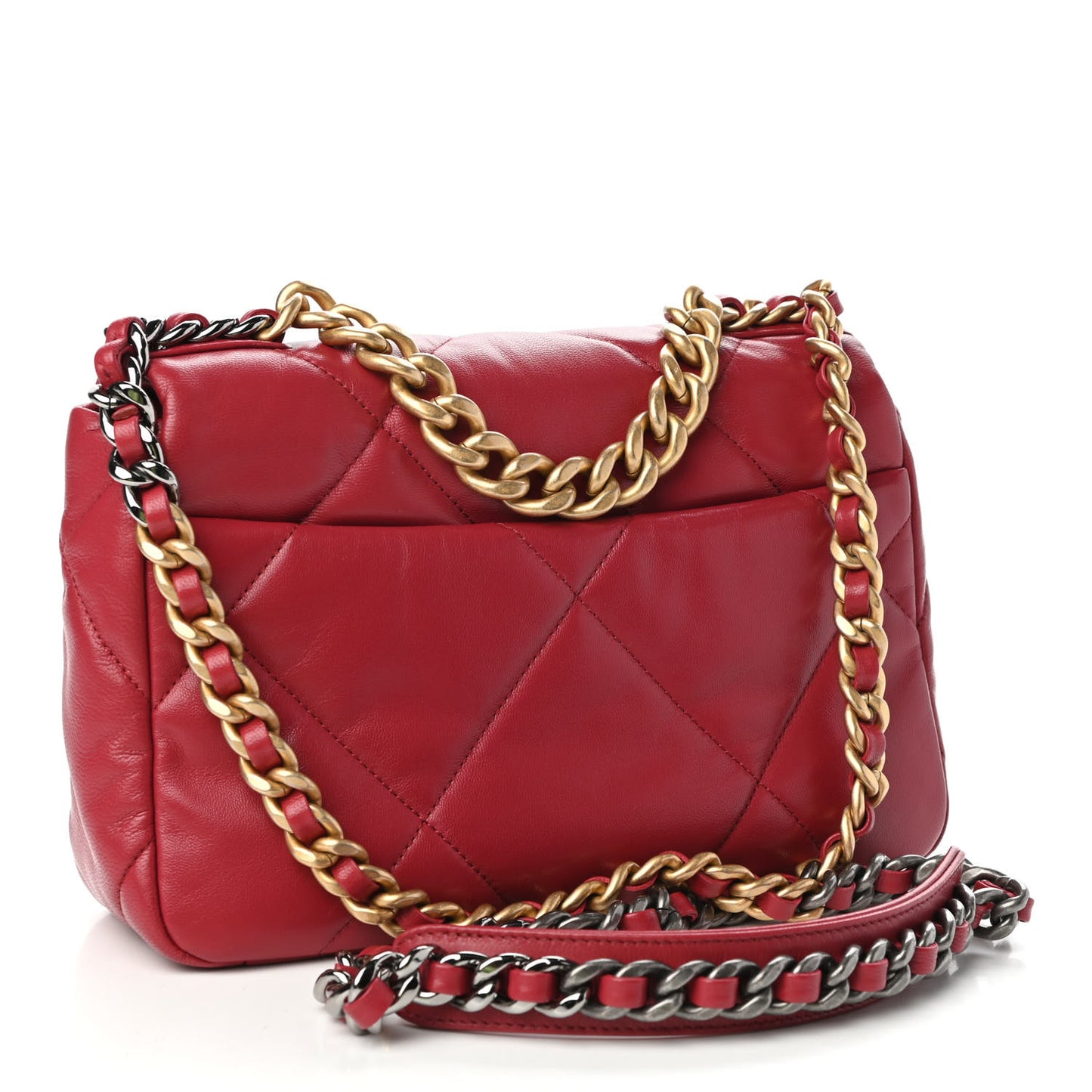 Lambskin Quilted Medium Chanel 19 Flap Red