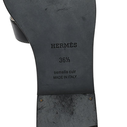 Hermes Box Calfskin Oran Sandals 36.5 Black 6 of 10