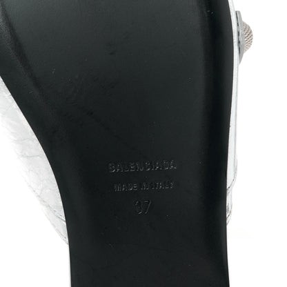 Balenciaga Metallic Arena Cagole Flat Slide Sandals 37 Silver 7 of 10