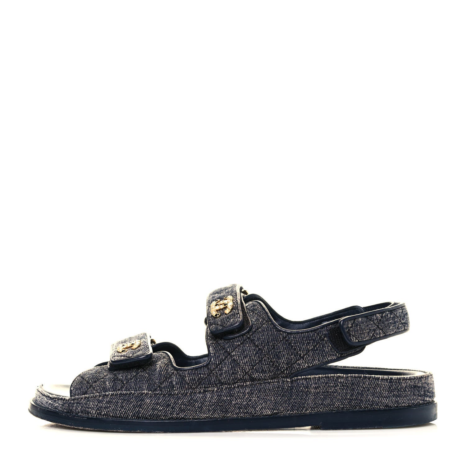 Chanel Denim Velcro Dad Sandals 42 Blue 1 of 7