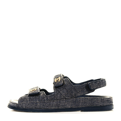 Chanel Denim Velcro Dad Sandals 42 Blue 1 of 7