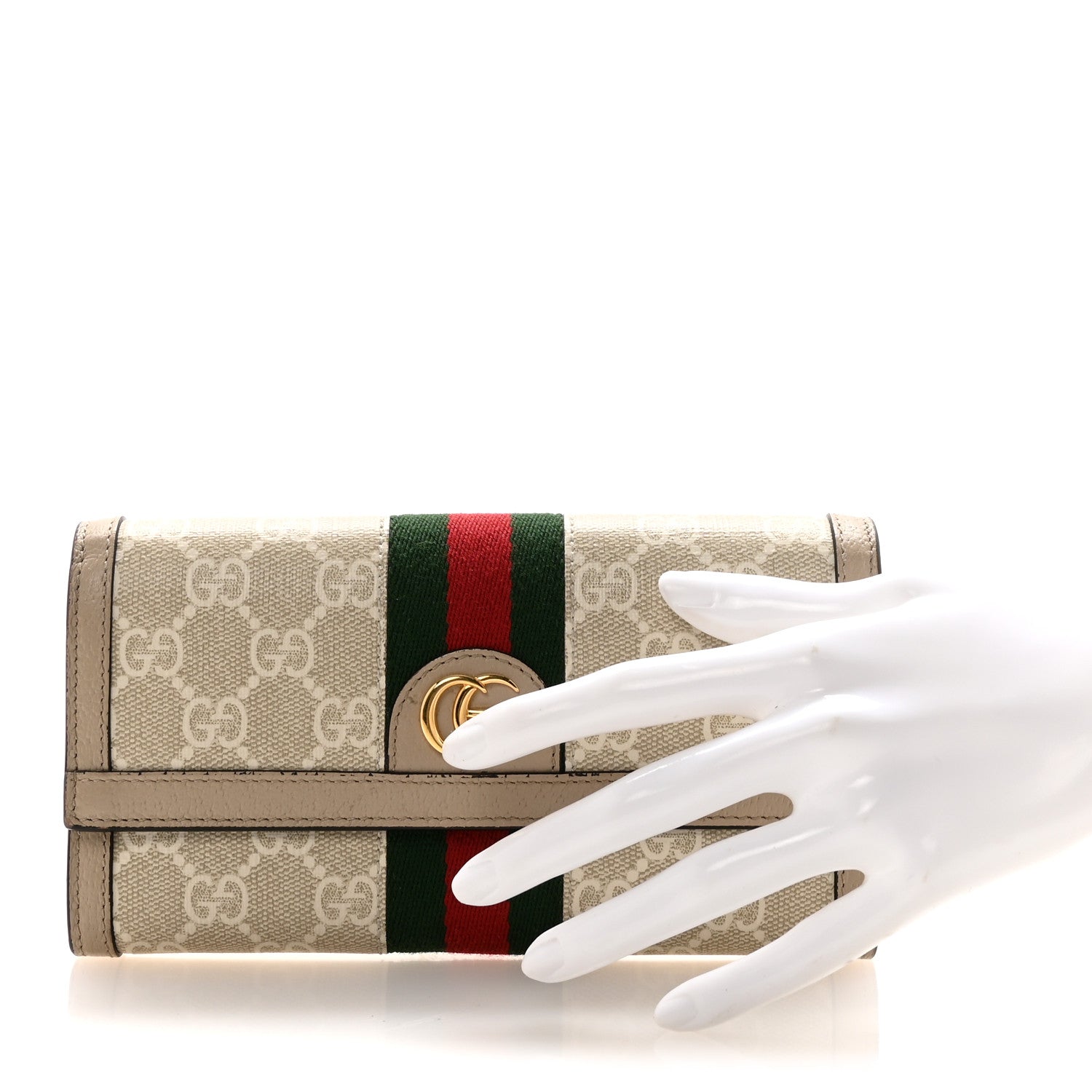 Gucci GG Supreme Monogram Web Ophidia Continental Wallet Beige Mystic White Oatmeal 2 of 7