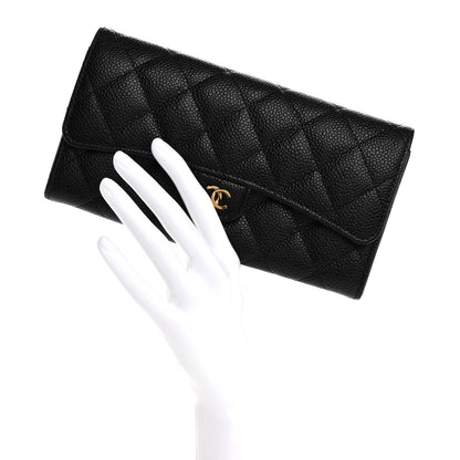 Chanel Caviar Quilted Large Gusset Flap Wallet Black 2 of 10