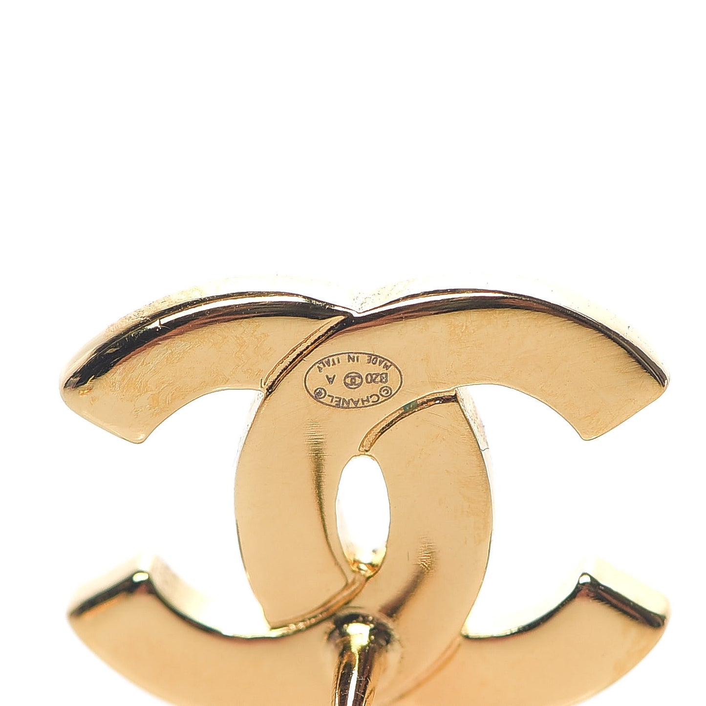 Metal CC Paris Button Stud Earrings Gold