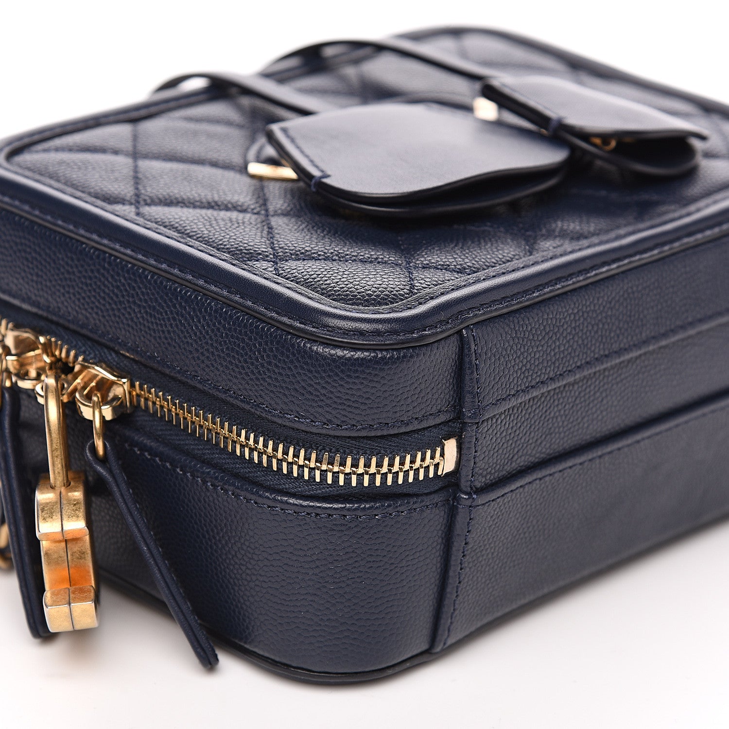 Chanel Caviar Quilted Small CC Filigree Vanity Case Navy 7 of 9