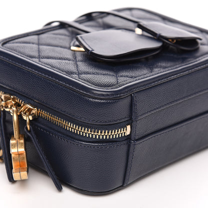 Chanel Caviar Quilted Small CC Filigree Vanity Case Navy 7 of 9