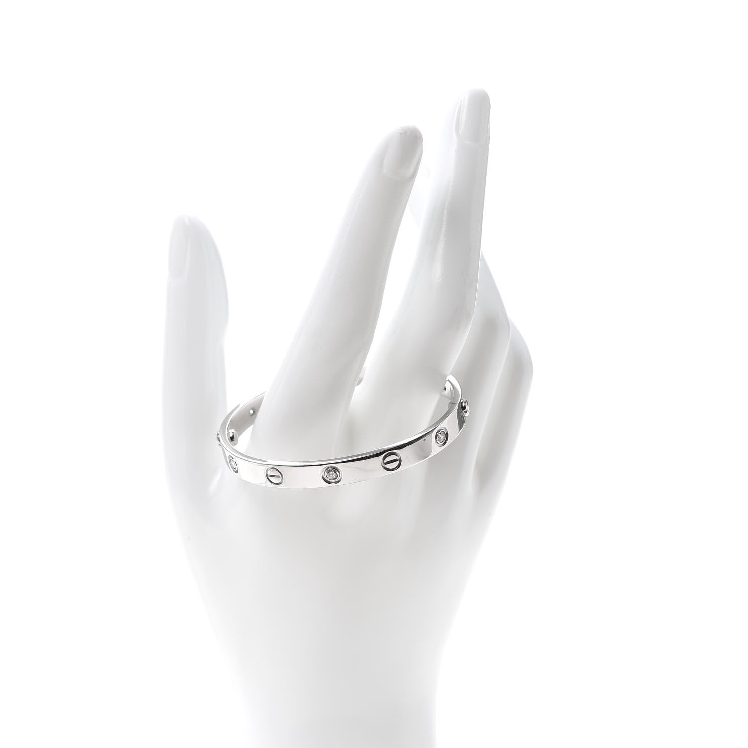 Cartier 18K White Gold 6 Diamond LOVE Bracelet 16 2 of 4