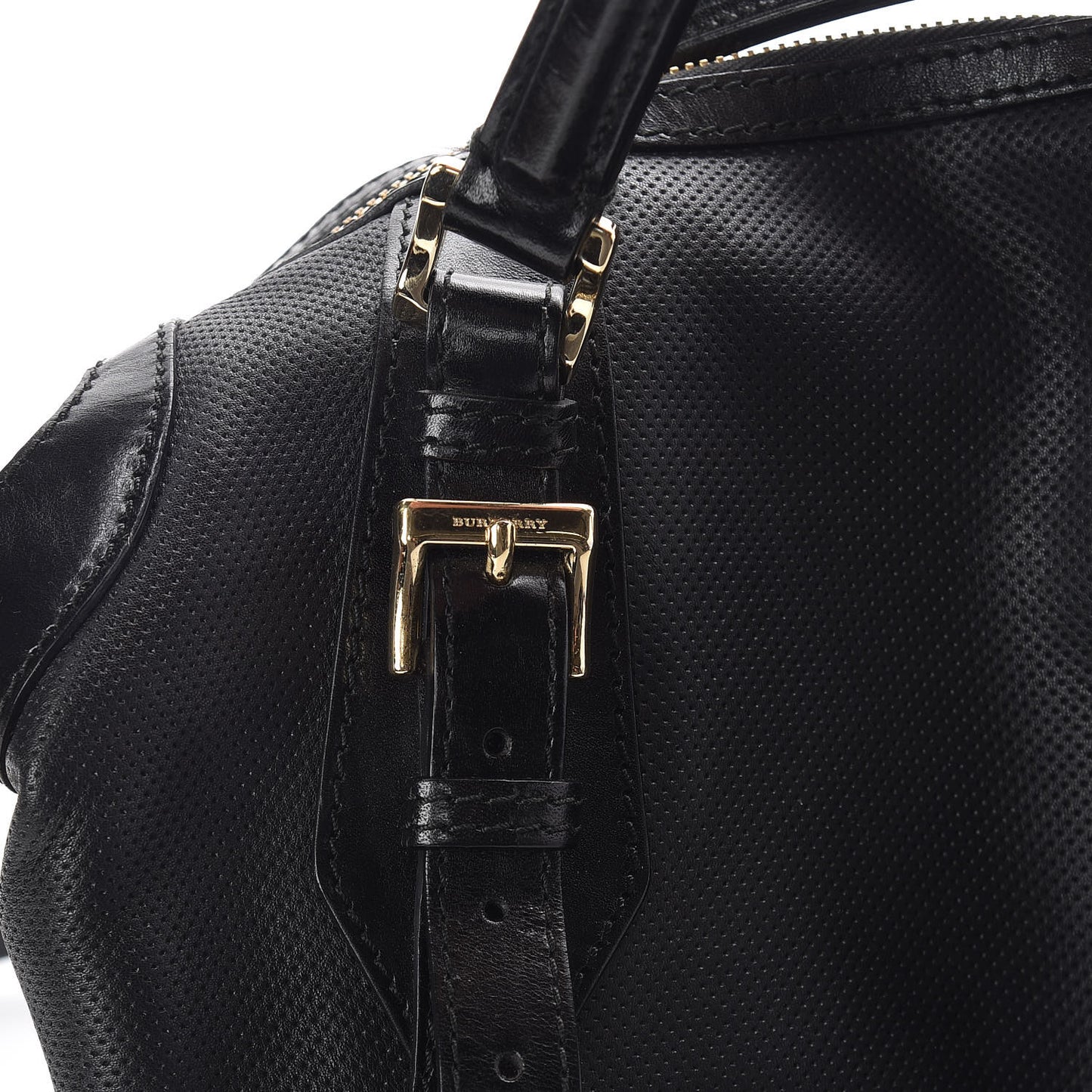 Calfskin Perforated Ellers Satchel Black