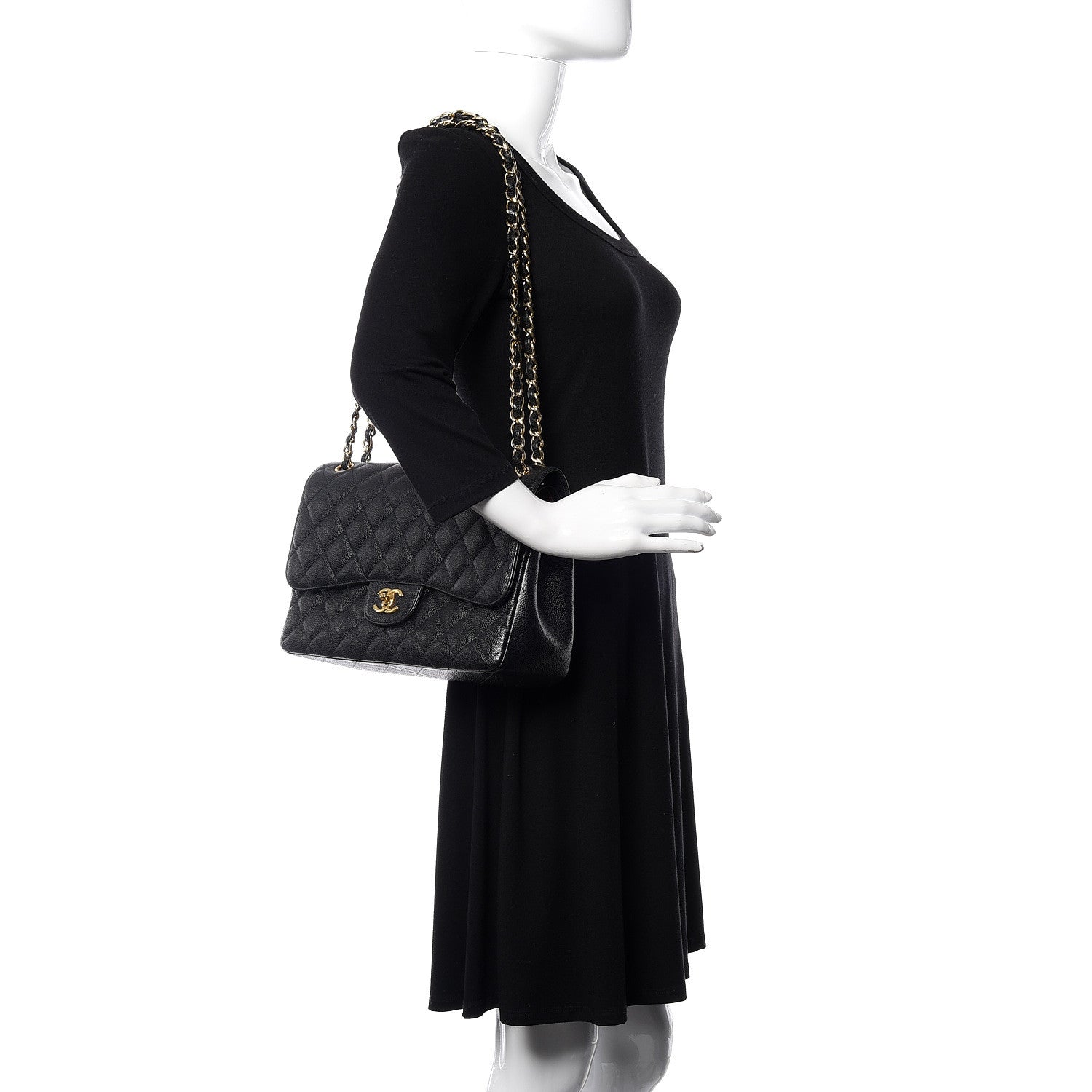 Chanel Caviar Quilted Jumbo Double Flap Black 2 of 12