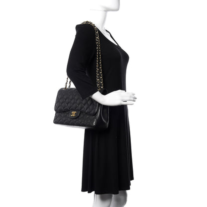 Chanel Caviar Quilted Jumbo Double Flap Black 2 of 12
