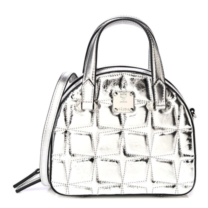 MCM Metallic Calfskin Mini Half Moon Crossbody Bag Silver 1 of 5