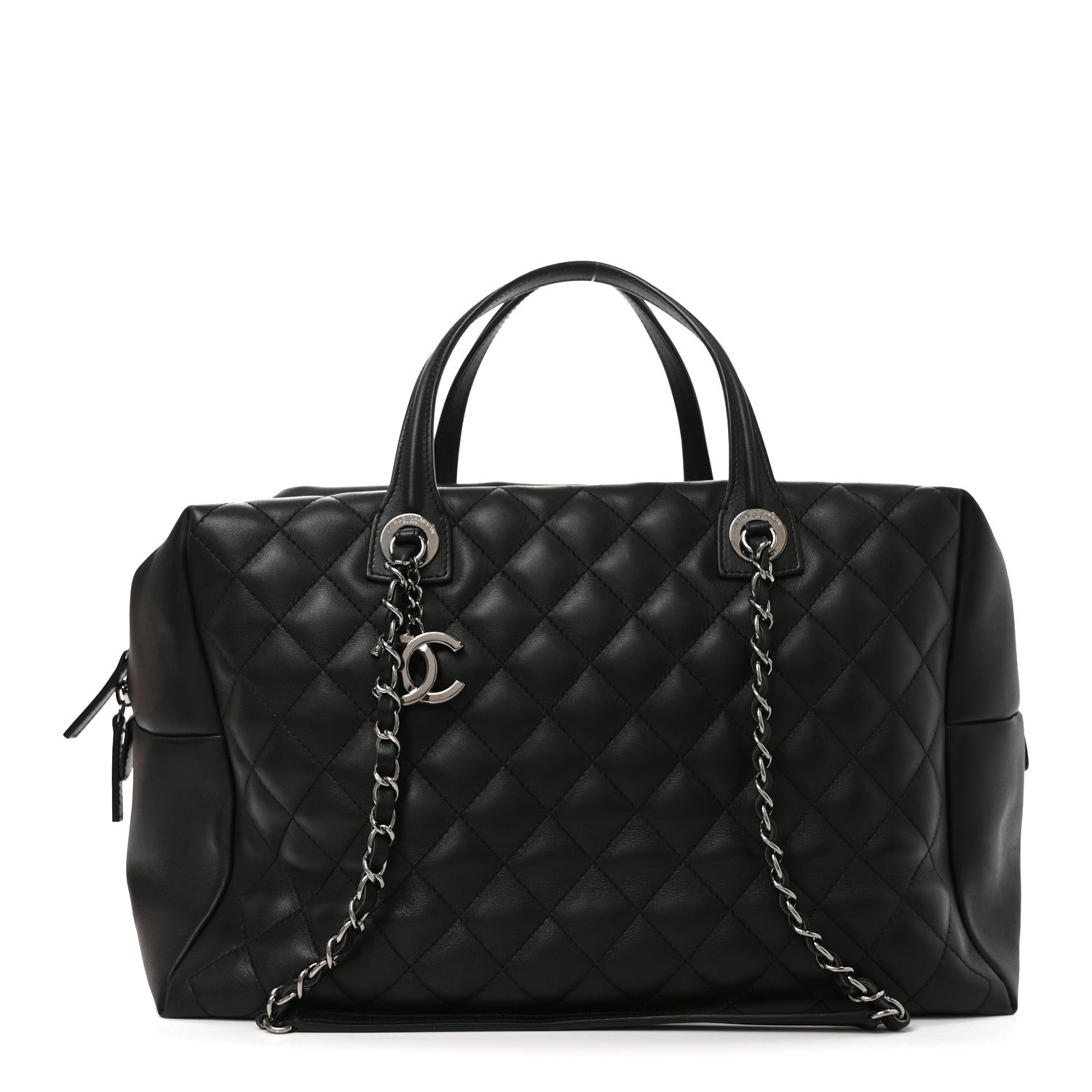 Chanel Calfskin Quilted Feather Weight Bowling Bag Black 1 of 10