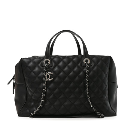 Chanel Calfskin Quilted Feather Weight Bowling Bag Black 1 of 10