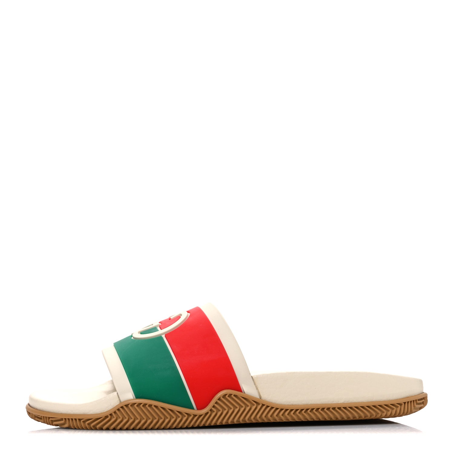 Gucci Rubber Web Womens Interlocking G Slide Sandals 39 Mystic White Green Red 1 of 10