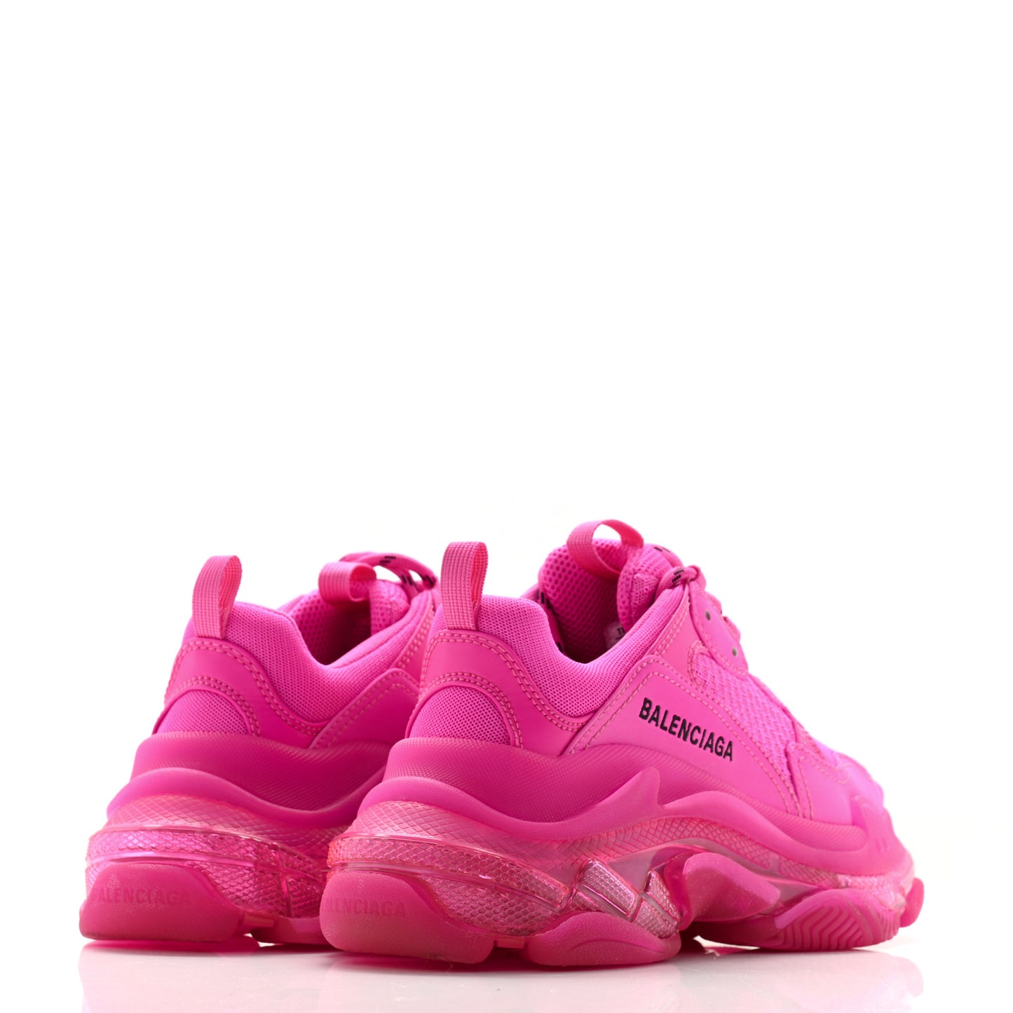 Fabric Mesh Clear Sole Fluo Womens Triple S Sneakers 36 Pink