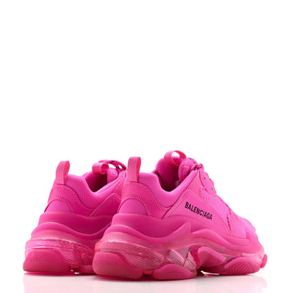 Balenciaga Fabric Mesh Clear Sole Fluo Womens Triple S Sneakers 36 Pink 4 of 7