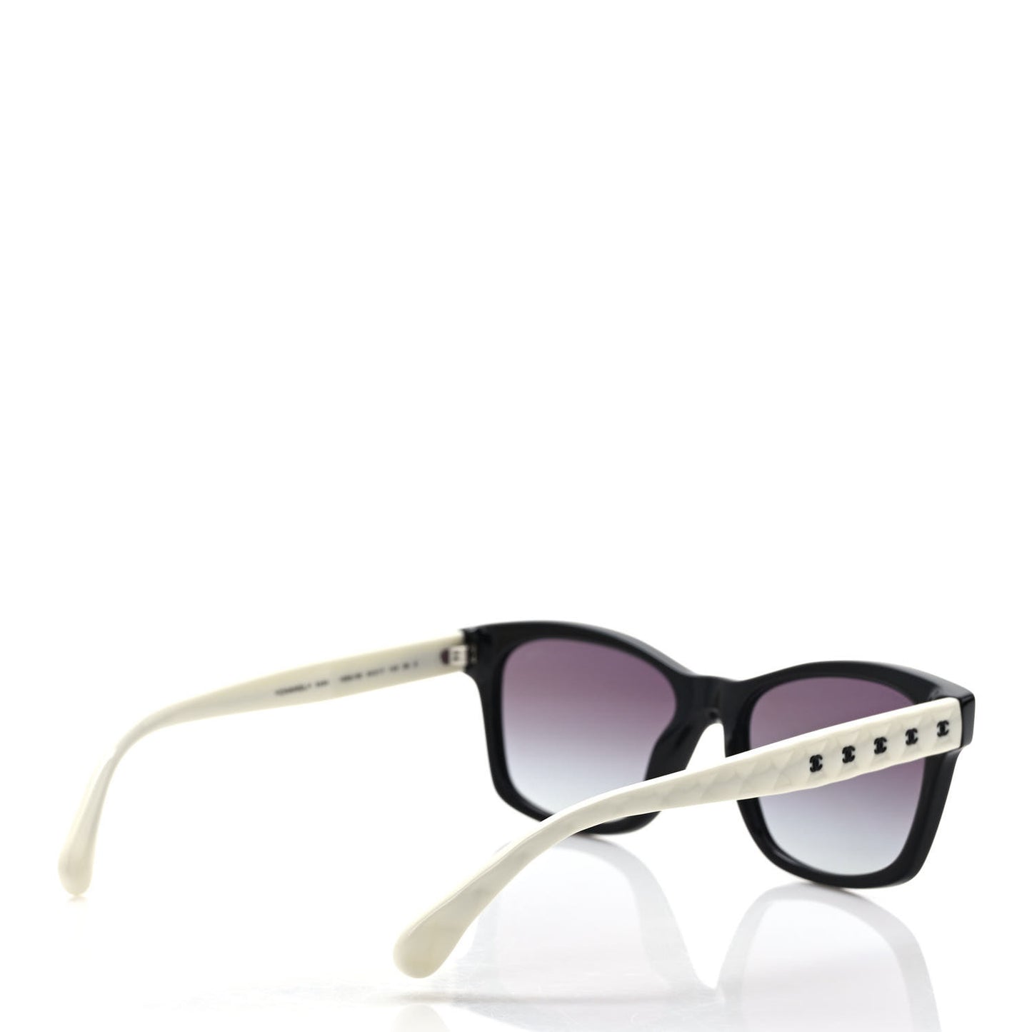 Acetate Quilted CC Square Sunglasses 5484 White Black