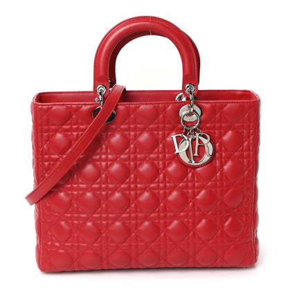 Christian Dior Lambskin Cannage Large Lady Dior Red Red 1 of 10