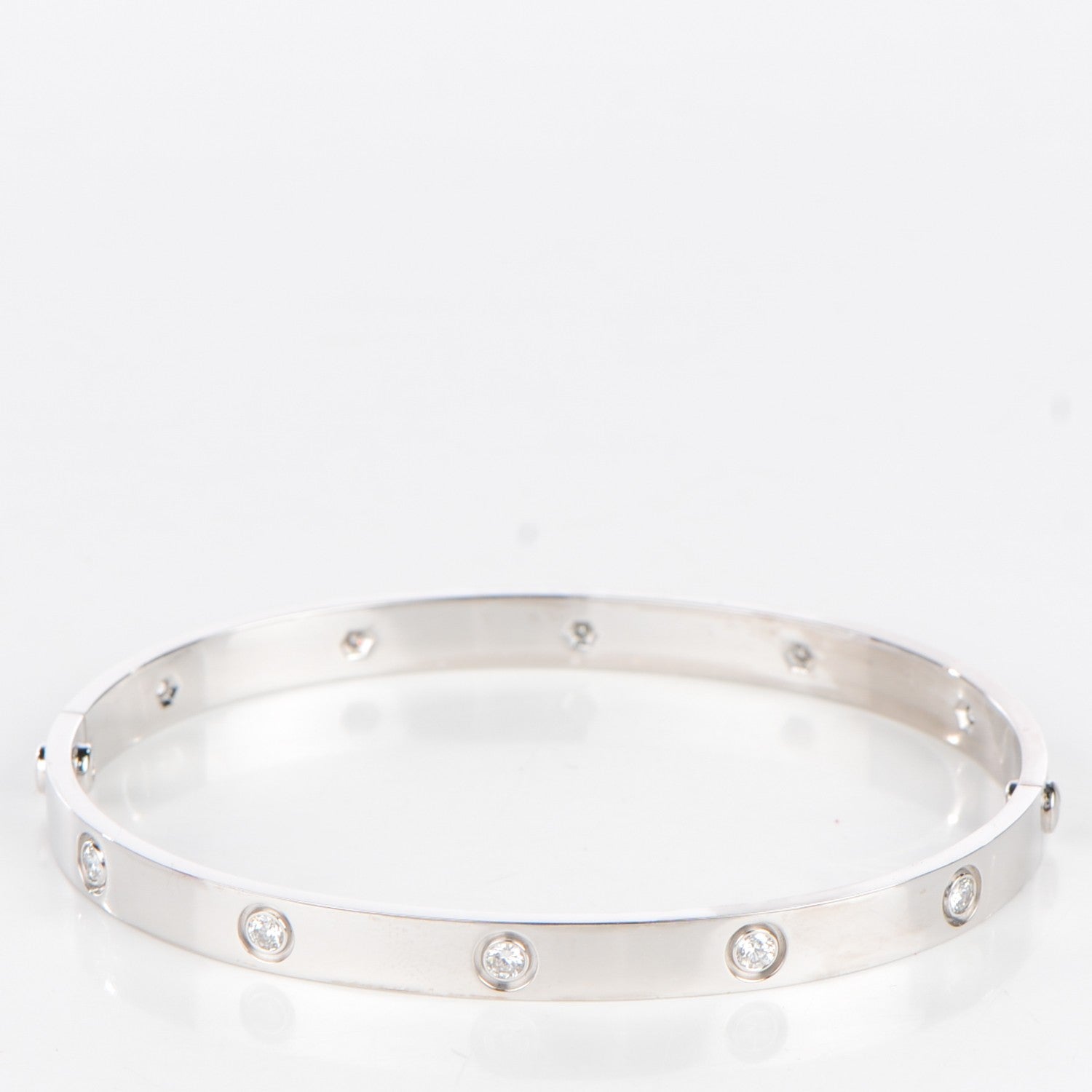 Cartier 18K White Gold 10 Diamond LOVE Bracelet 21 3 of 9