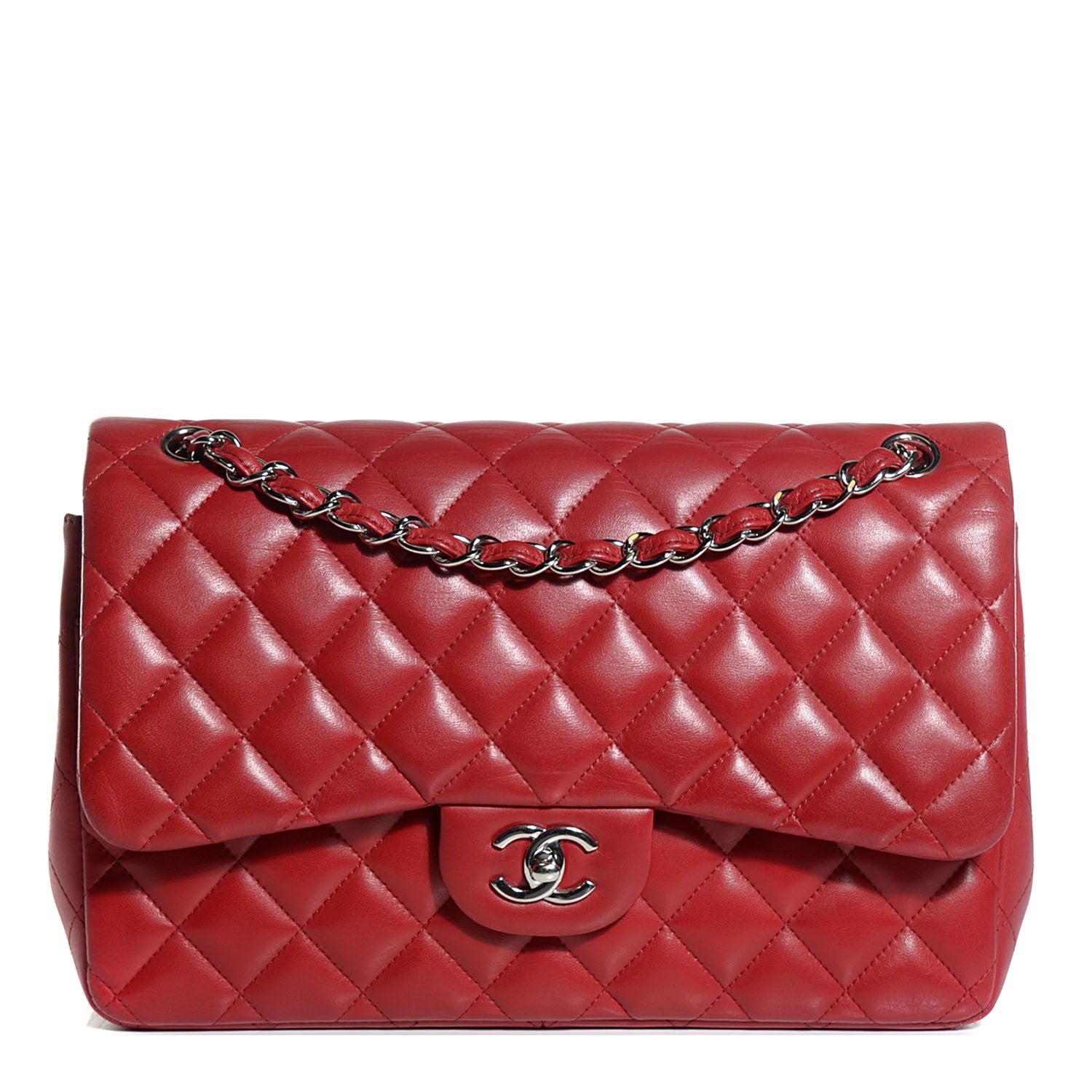 Chanel Lambskin Quilted Jumbo Double Flap Red 1 of 9