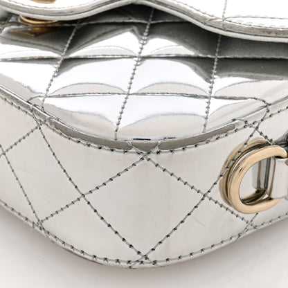 Chanel Mirror Calfskin Metallic Calfskin Quilted Hollywood Boulevard Mini Flap With Star Coin Purse Silver 10 of 11