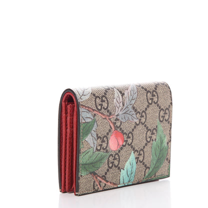 Gucci GG Supreme Monogram Tian Card Case Beige Multicolor Red 3 of 8