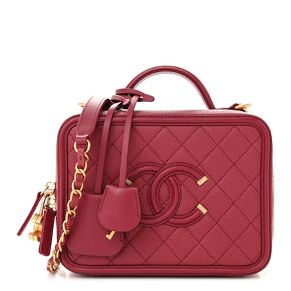 Chanel Caviar Quilted Medium CC Filigree Vanity Case Red 1 of 11