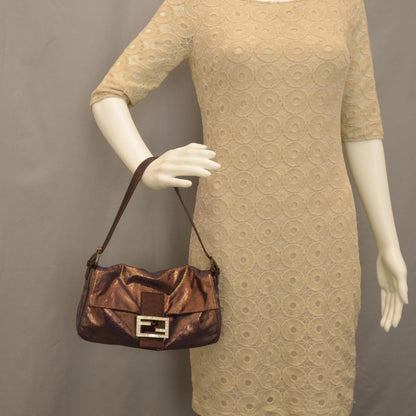 Fendi Python Trim Baguette Bronze 2 of 8