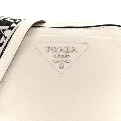Prada Vitello Daino Soft Medium Double Zip Shoulder Bag White 8 of 17