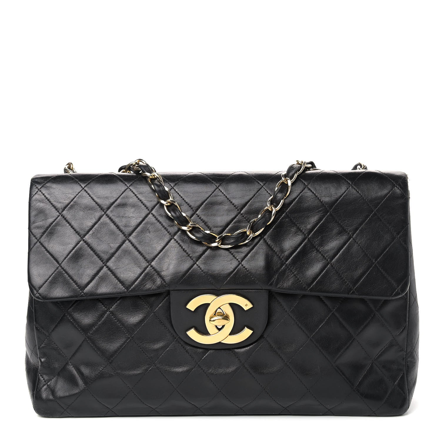 Chanel Lambskin Quilted XL Jumbo Single Flap Black 1 of 10
