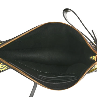 Versace Coated Canvas Large La Greca Signature Pouch Yellow Black 5 of 9