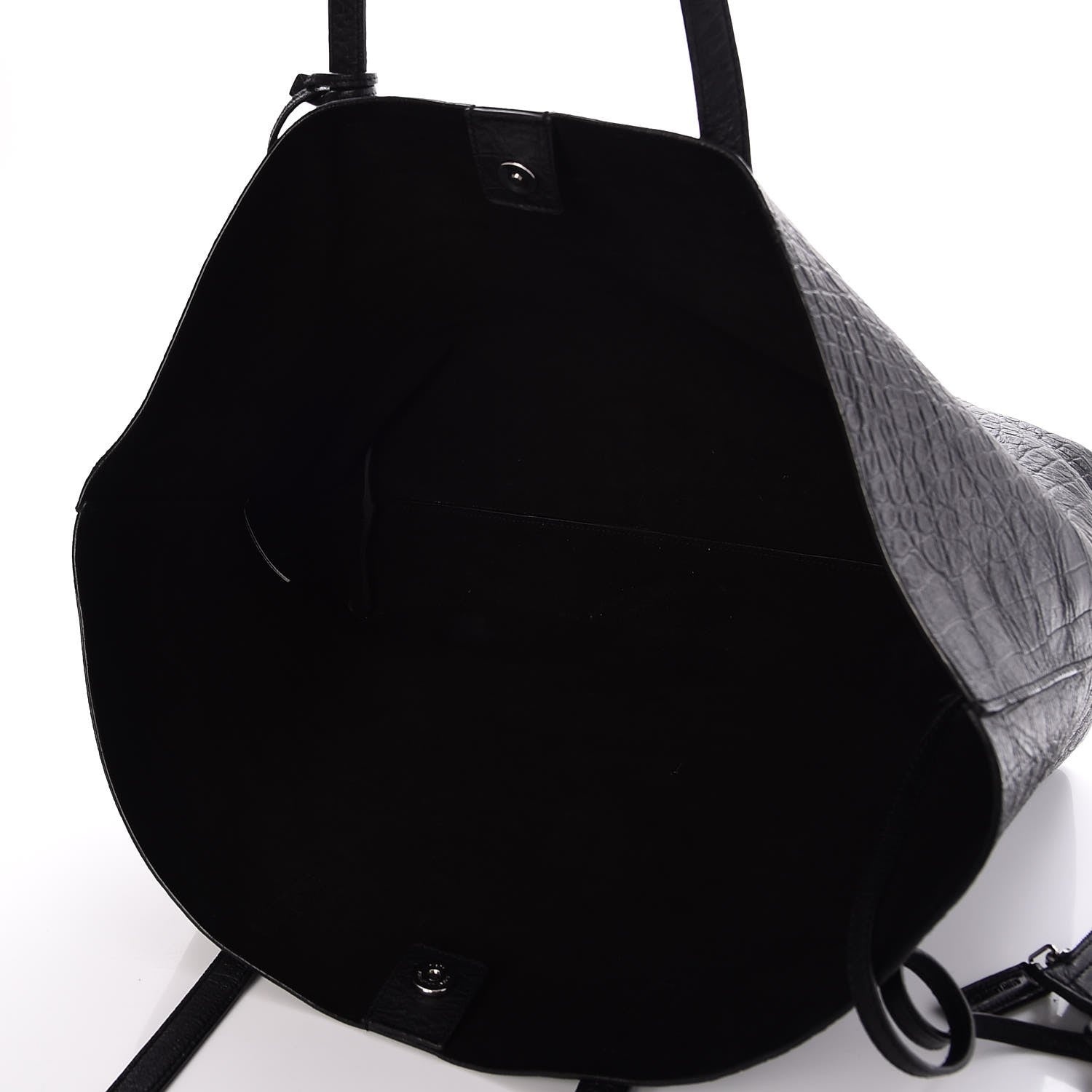 Saint Laurent Calfskin Crocodile Embossed Large Shopper Tote Black 5 of 9