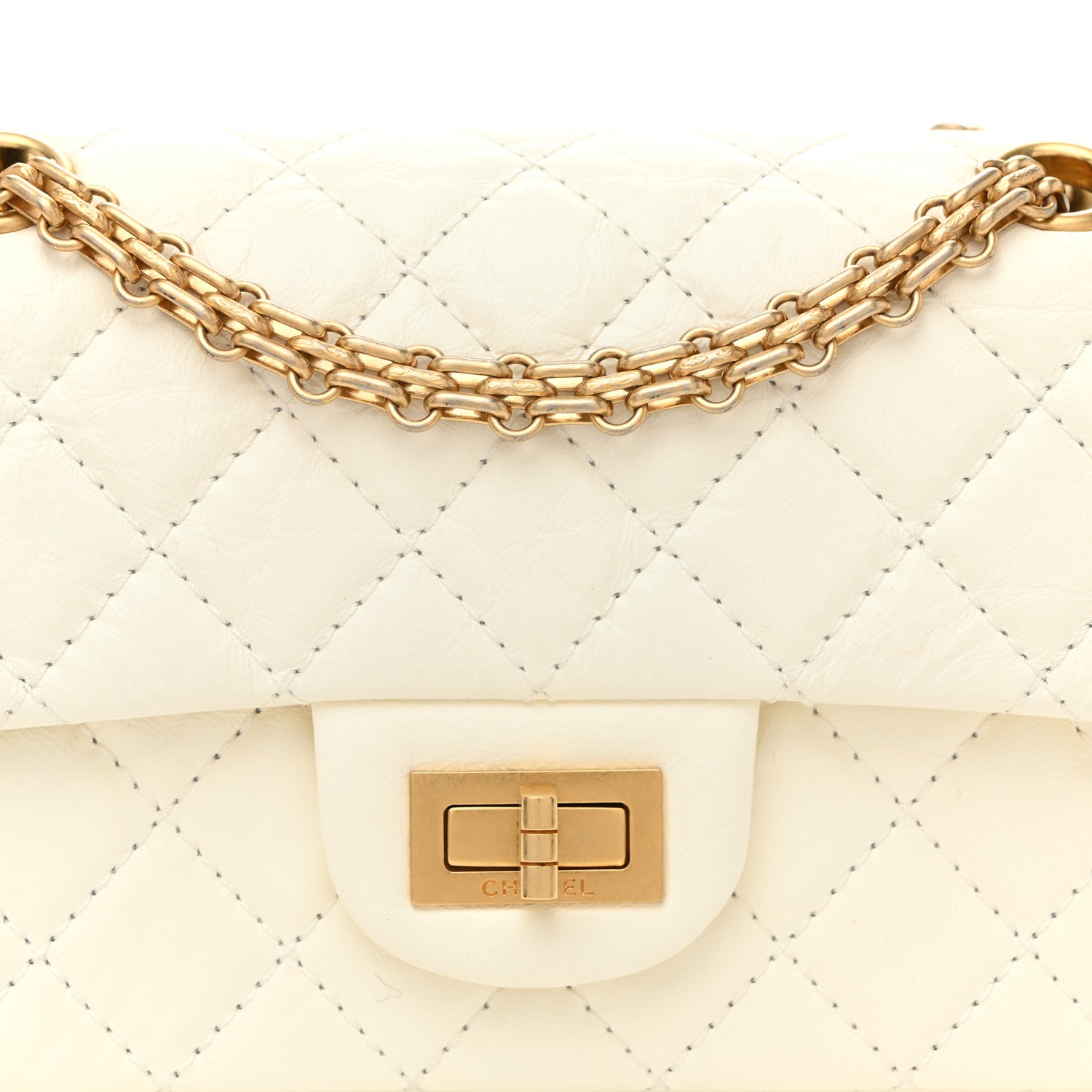 Chanel Aged Calfskin Quilted 2.55 Reissue Mini Flap White White 8 of 10