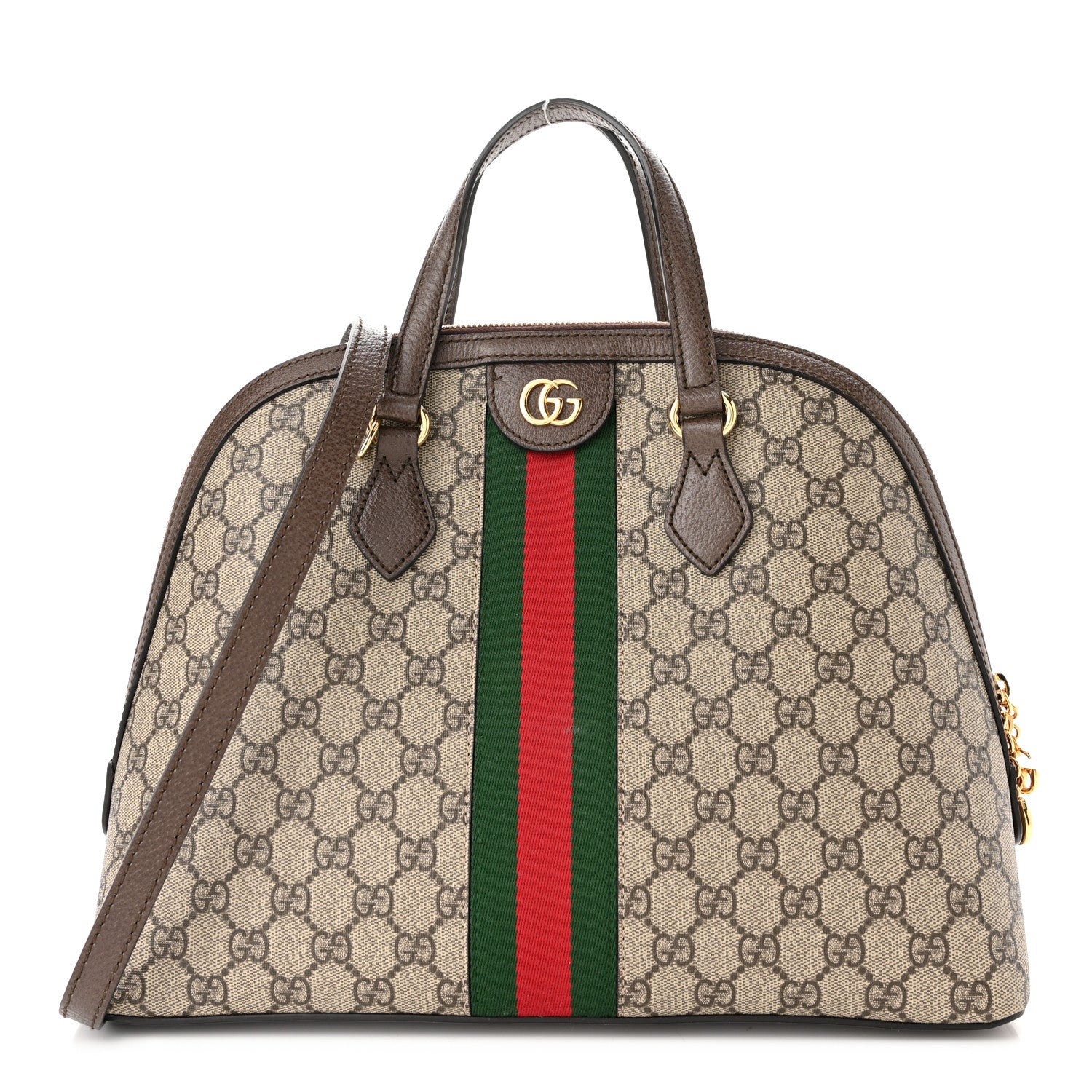 Gucci GG Supreme Monogram Web Medium Ophidia Top Handle Dome Bag Brown 1 of 10