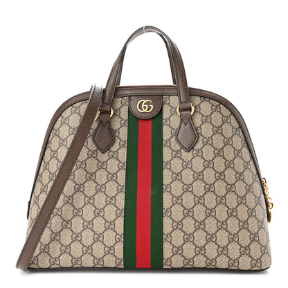 Gucci GG Supreme Monogram Web Medium Ophidia Top Handle Dome Bag Brown 1 of 10