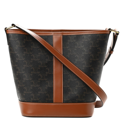 Celine Triomphe Canvas Calfskin Small Bucket Bag Tan 1 of 9