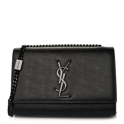 Saint Laurent Grain De Poudre Small Monogram Kate Satchel Black 1 of 9