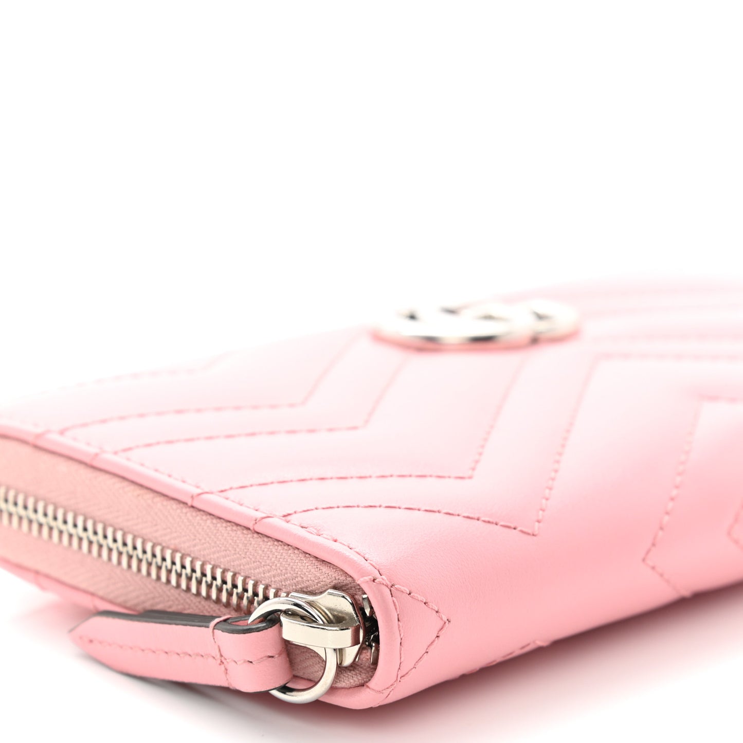 Calfskin Matelasse GG Marmont Zip Around Wallet Wild Rose