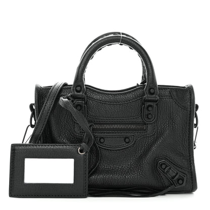 Balenciaga Chevre Black Metallic Edge Hardware Mini City Black 1 of 10