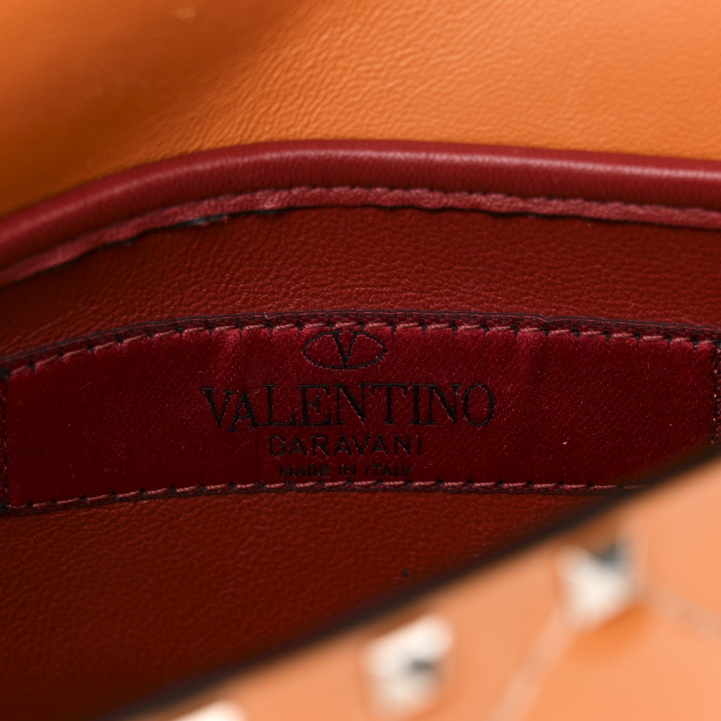 Patent Small Rockstud Spike Shoulder Bag Orange