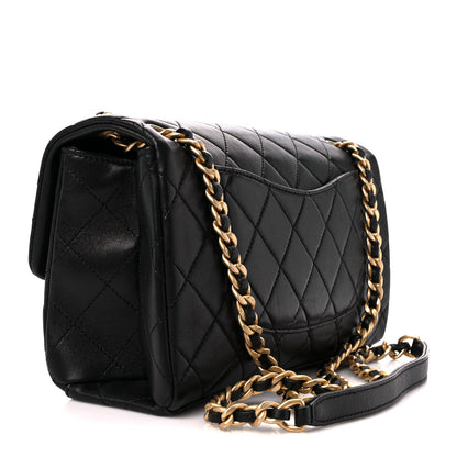Chanel Lambskin Quilted Chaine Lettre Flap Black 3 of 11