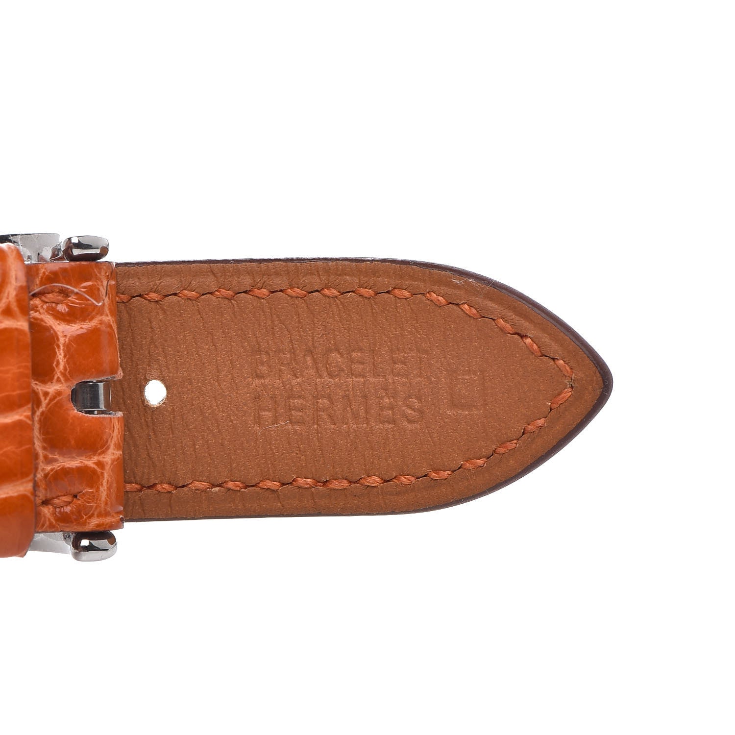 Hermes Stainless Steel Alligator 26mm Heure H Hour Quartz Watch Orange 6 of 7