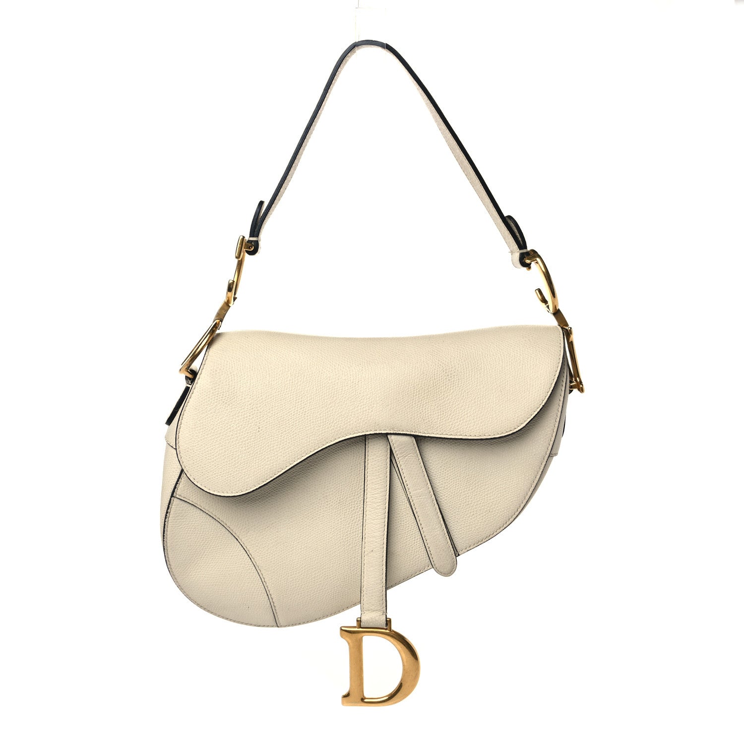 Christian Dior Grained Calfskin Mini Saddle Bag White 1 of 17