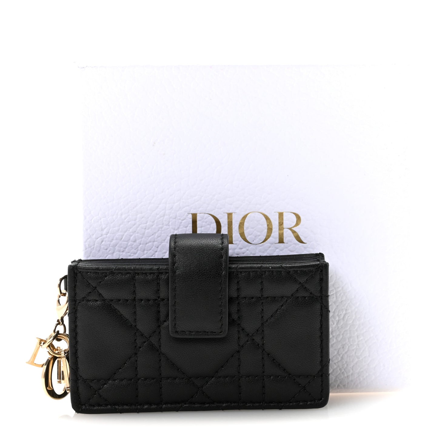 Lambskin Cannage Lady Dior Jasmine 5-Gusset Card Holder Black