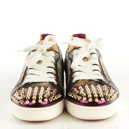 Christian Louboutin Patent Suede Calfskin Louis Spikes Flat Sneakers 36.5 Purple 2 of 6