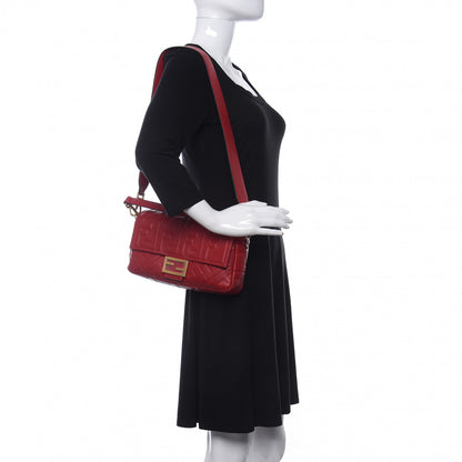 Fendi Nappa FF 1974 Embossed Baguette Fragola 2 of 10