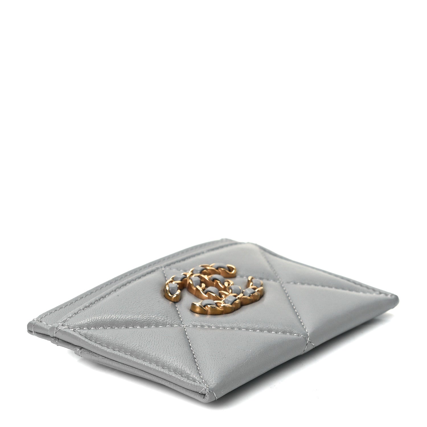 Chanel Lambskin Quilted Chanel 19 Card Holder Grey 4 of 8