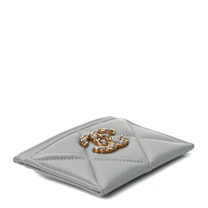 Chanel Lambskin Quilted Chanel 19 Card Holder Grey 4 of 8